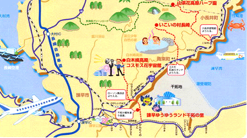 いこいの村長崎への概略アクセスマップ