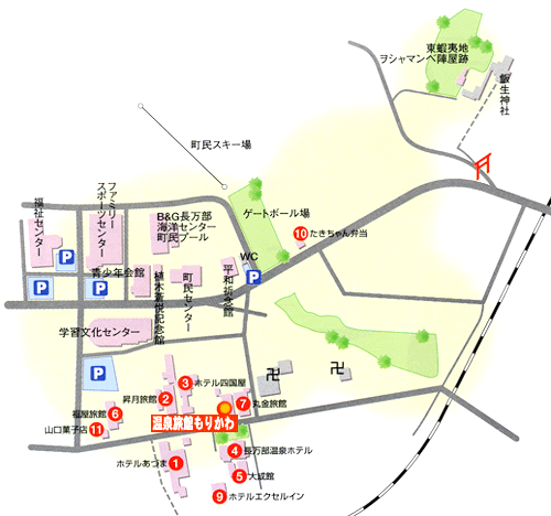 温泉旅館　もりかわへの概略アクセスマップ
