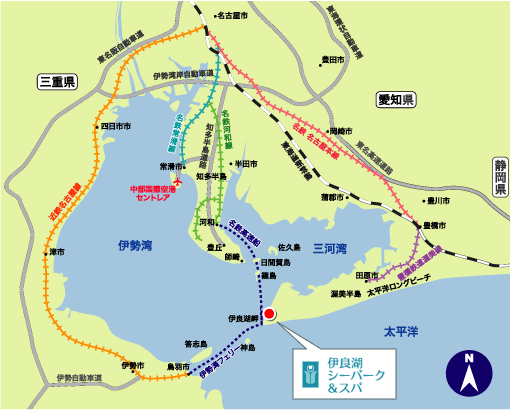 伊良湖シーパーク&スパ（旧　伊良湖ガーデンホテルリゾート&スパ）への概略アクセスマップ