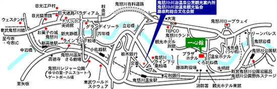 鬼怒川温泉　一心舘への概略アクセスマップ