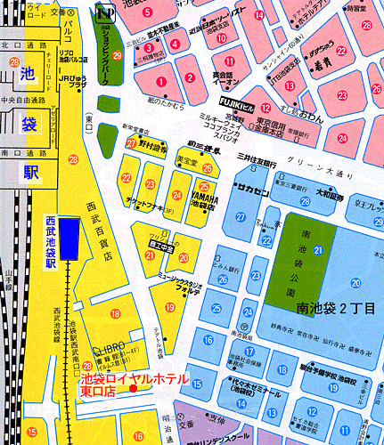 池袋ロイヤルホテル　東口店への概略アクセスマップ