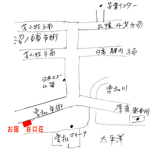 お宿　谷口荘への概略アクセスマップ