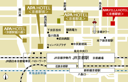 アパホテル〈京都駅前中央口〉（全室禁煙）の地図画像