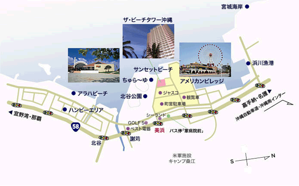 ザ・ビーチタワー沖縄（共立リゾート）への概略アクセスマップ