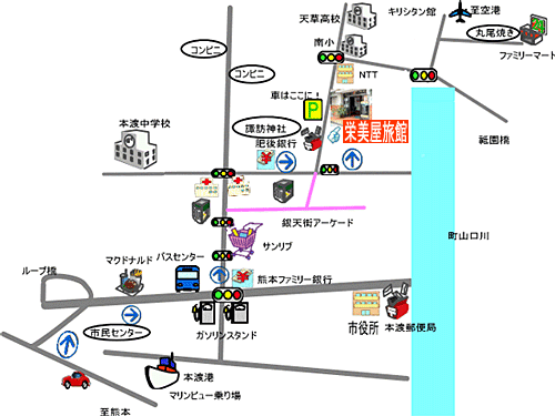 栄美屋旅館への概略アクセスマップ