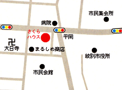 民宿さくらハウス本館への概略アクセスマップ