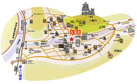 旅館　三冨久への概略アクセスマップ