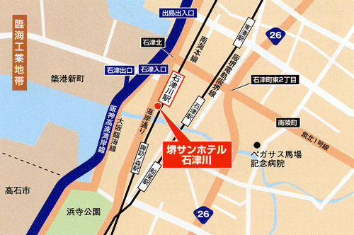 サンホテル堺への概略アクセスマップ