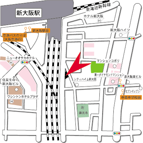 ホテルリブマックスＢＵＤＧＥＴ新大阪への概略アクセスマップ