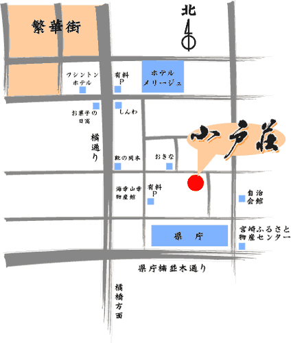 旅館　小戸荘への概略アクセスマップ