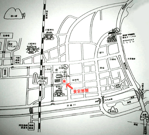 愛宕旅館への概略アクセスマップ