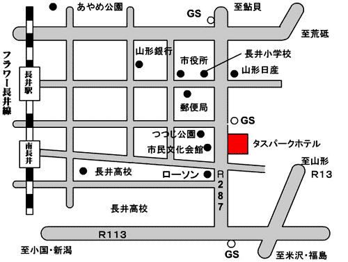 地図：タスパークホテル長井