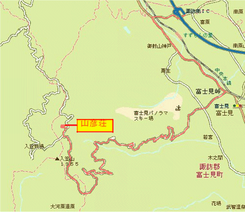 山彦荘への概略アクセスマップ