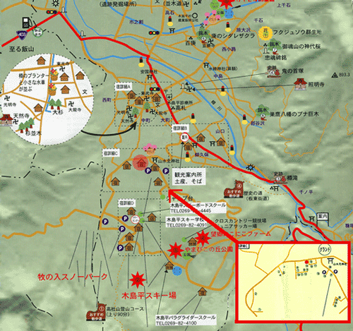 鉄道模型のある宿・高社山麓みゆきの杜ユースホステルへの概略アクセスマップ