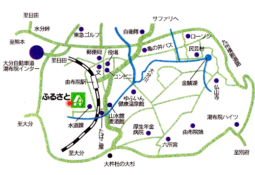 由布院温泉　別荘　ふるさとへの概略アクセスマップ