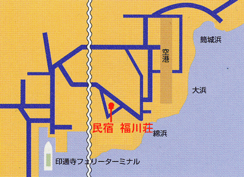 民宿　福川荘　＜壱岐島＞への概略アクセスマップ