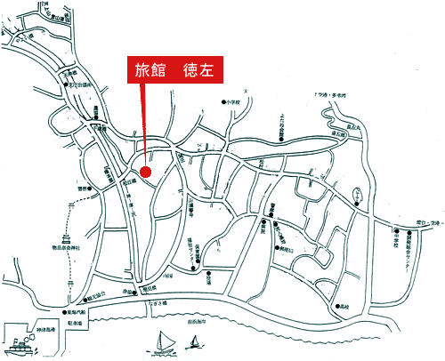 旅館　徳左　＜神津島＞への概略アクセスマップ