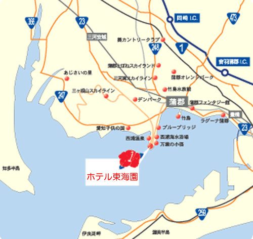 三河湾を一望■天下の絶景 西浦温泉 ホテル東海園の地図画像
