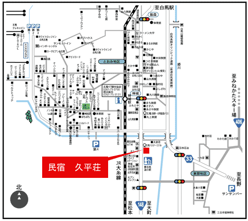 民宿　久平荘への概略アクセスマップ