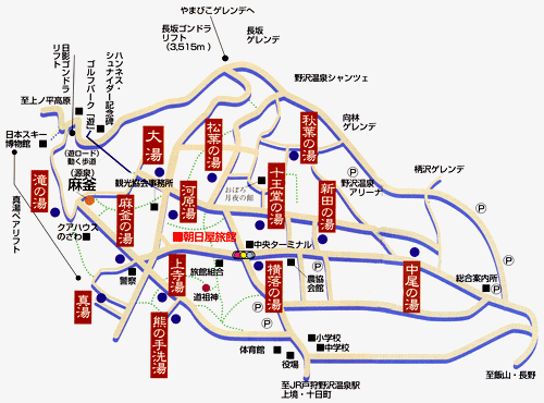 野沢温泉　朝日屋旅館への概略アクセスマップ