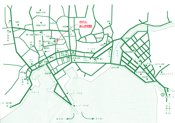 ホテル　あらき別館　＜種子島＞への概略アクセスマップ