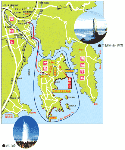 気仙沼大島　亀山荘への概略アクセスマップ