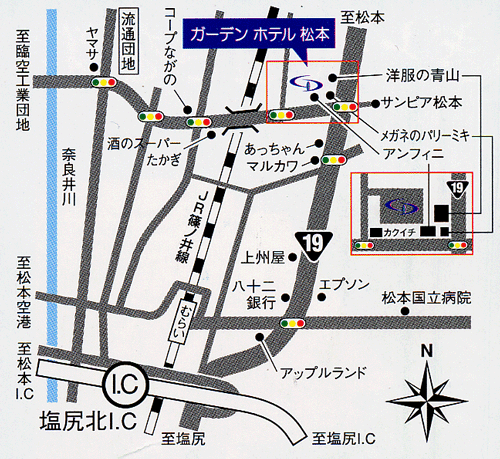 地図：ガーデンホテル松本