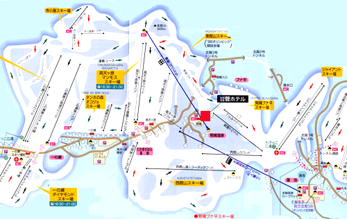 志賀高原発哺温泉　岩菅ホテルへの概略アクセスマップ