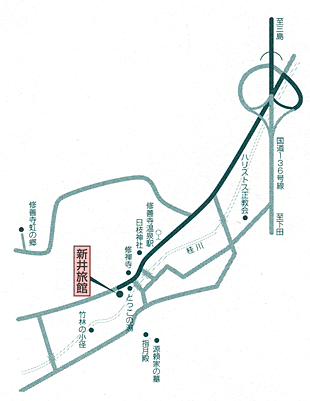 修善寺温泉　国の登録文化財の宿　新井旅館への概略アクセスマップ