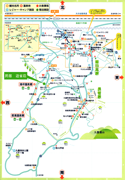 民宿　遊雀荘への概略アクセスマップ