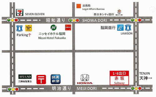 ニッセイホテル福岡への概略アクセスマップ