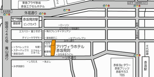 アパホテル〈赤坂見附〉への概略アクセスマップ