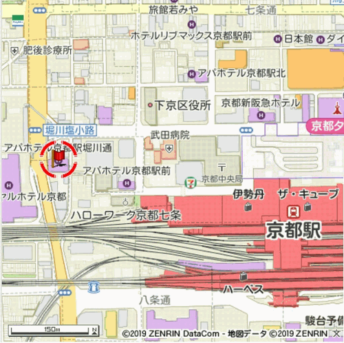 アパホテル〈京都駅堀川通〉への概略アクセスマップ