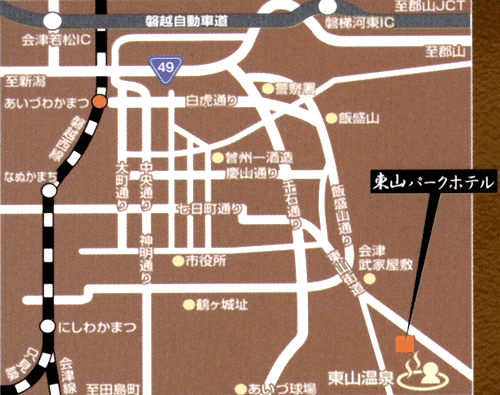 地図：東山温泉　東山パークホテル新風月