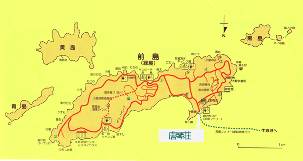 前島旅館　唐琴荘への概略アクセスマップ