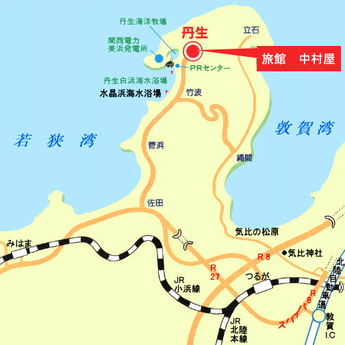 旅館　中村屋＜福井県＞への概略アクセスマップ