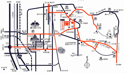 美ヶ原温泉　追分屋旅館への概略アクセスマップ