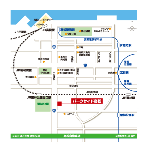 地図：ホテル　パークサイド高松