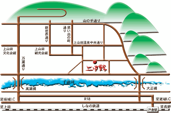 地図：戸倉上山田温泉　リバーサイド上田館