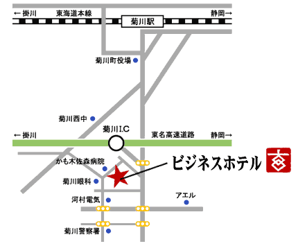 ホテル玄　菊川への概略アクセスマップ
