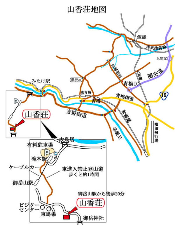 地図：民芸のお宿　山香荘　一宮坊