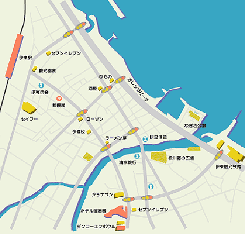 伊東温泉　ホテル暖香園への概略アクセスマップ