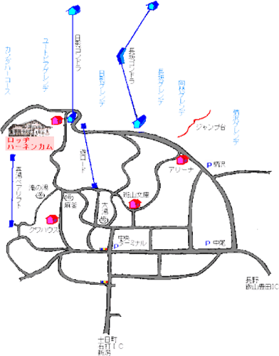 野沢温泉の宿　ロッヂ　ハーネンカム 地図