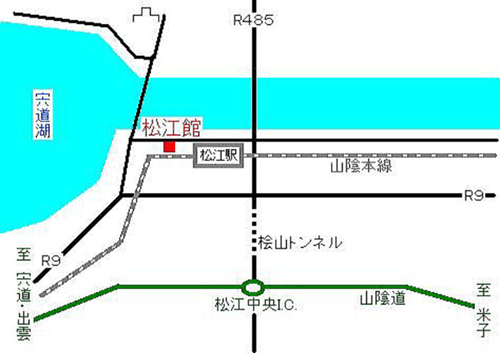 Ｔａｂｉｓｔ　松江館への概略アクセスマップ