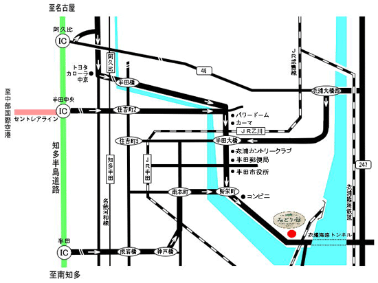 天然温泉・健康ランド・ホテル　みどり館への概略アクセスマップ