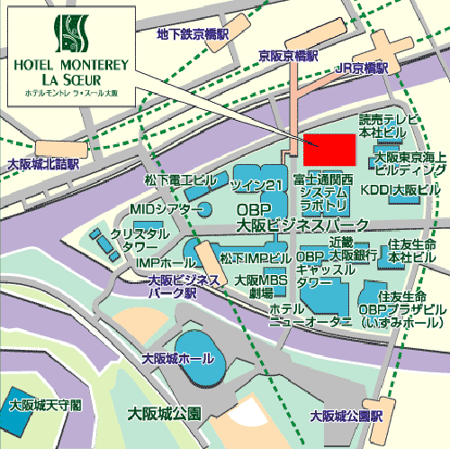 ホテルモントレ　ラ・スール大阪への概略アクセスマップ