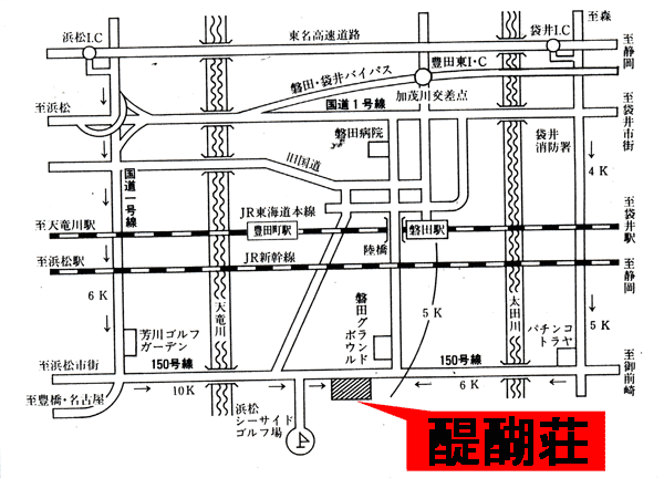 醍醐荘への概略アクセスマップ