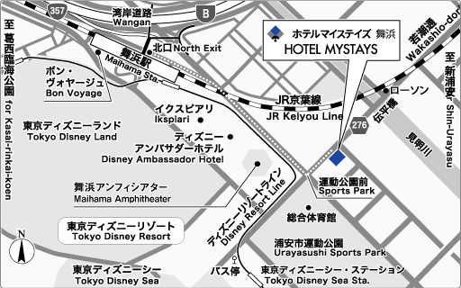 ホテルマイステイズ舞浜への概略アクセスマップ