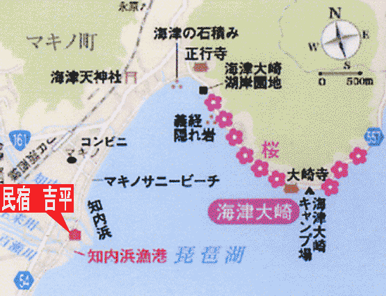 湖魚民宿吉平（旧：旅館　吉平）への概略アクセスマップ