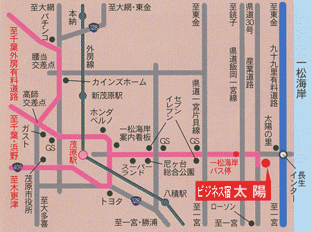九十九里浜　ペンション＆民宿　太陽 地図